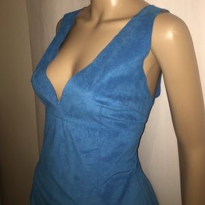 NWT Tracy Feith Blue V Necks suede top Sz 2